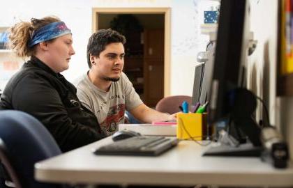 Students at a computer